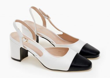 Εξώφτερνα γοβάκια με χοντρό τακούνι - Λευκό - Issue - 