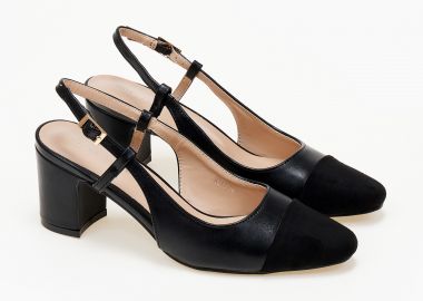 Εξώφτερνα γοβάκια με χοντρό τακούνι - Μαύρο - Issue - 