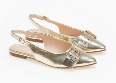 Εξώφτερνα γοβάκια με διακοσμητική τόκα - Χρυσό - Issue - 