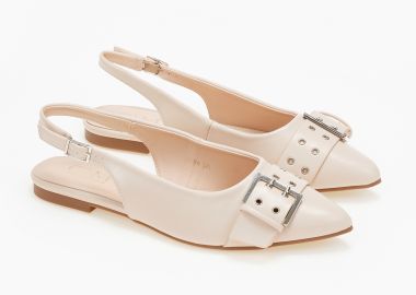 Εξώφτερνα γοβάκια με διακοσμητική τόκα - Μπεζ - Issue - 