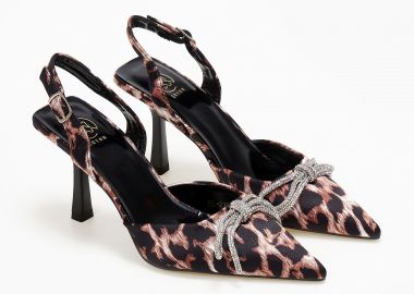 Εξώφτερνα γοβάκια με διακοσμητικό φιόγκο - Λεοπάρ - Issue - 