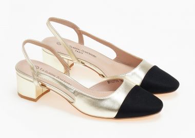 Εξώφτερνα γοβάκια με συνδυασμό υλικών - Χρυσό - Issue - 