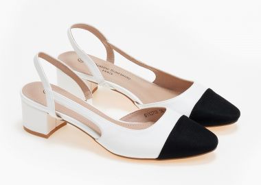 Εξώφτερνα γοβάκια με συνδυασμό υλικών - Λευκό - Issue - 