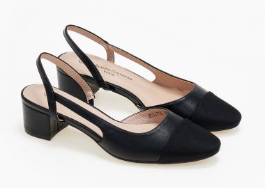 Εξώφτερνα γοβάκια με συνδυασμό υλικών - Μαύρο - Issue - 