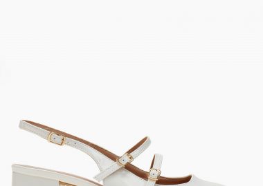 Εξώφτερνες γόβες λουστρίνι με χοντρό τακούνι - Λευκό - Issue - 