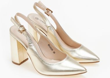 Εξώφτερνες γόβες με χοντρό τακούνι - Χρυσό - Issue - 