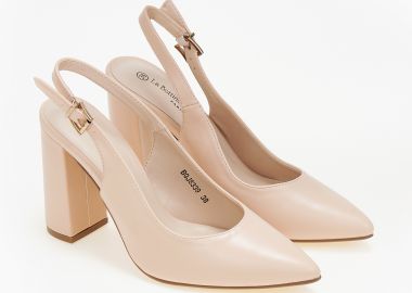 Εξώφτερνες γόβες με χοντρό τακούνι - Nude - Issue - 