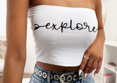 EXPLORE WHITE STRAPLESS TOP - fashionroom - 