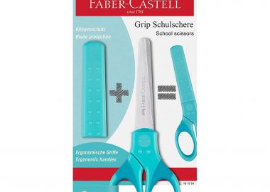Faber-Castell σχολικό ψαλίδι με προστατευτικό κάλυμμα και ζώνη μαλακής λαβής Γαλάζιο - 077181554 - FABER-CASTELL - 