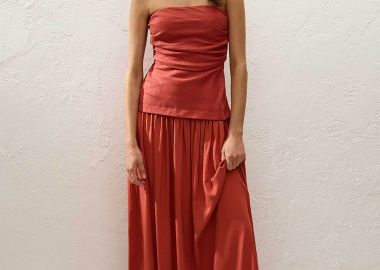 Faithful The Brand γυναικείο maxi φόρεμα στράπλες - FF3953-DTO Κόκκινο - FAITHFULL THE BRAND - 