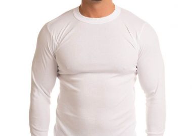 ΦΑΝΕΛΑ ΑΝΔΡΙΚΗ ΒΑΜΒΑΚΕΡΗ ΛΕΥΚΗ ΜΕ ΜΑΚΡΥ ΜΑΝΙΚΙ GIORGIO Λευκό - Giorgio - 