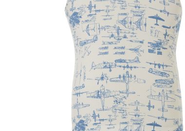 Φανελάκι με φαρδιά τιράντα σχέδιο αεροπλάνα - Λευκό 39-2188 - energiers - 