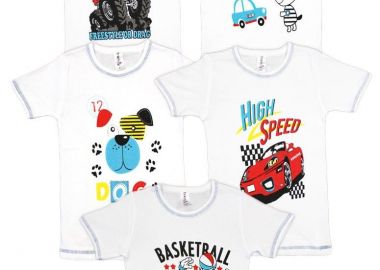 Φανελάκια παιδικά με Στάμπα για Αγόρι σετ 5 Τεμ. Λευκά Λευκό - Filinda - 