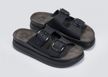 FANTASY SANDALS Δερμάτινα σανδάλια flatform - S1100 ZEFI (δέρμα) - Μαύρο - FANTASY SANDALS - 