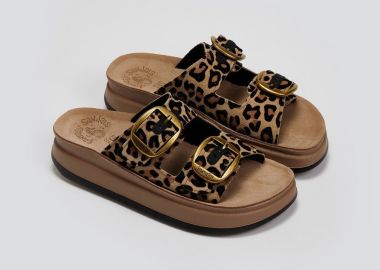 FANTASY SANDALS Δερμάτινα σανδάλια flatform - S1100 ZEFI - Leopard - FANTASY SANDALS - 