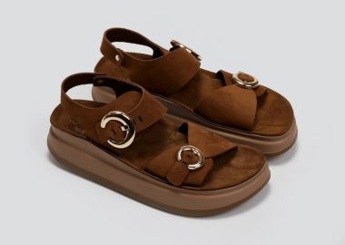 FANTASY SANDALS Δερμάτινα σανδάλια flatform - S1110 JUNIA - Mocha - FANTASY SANDALS - 