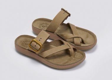 FANTASY SANDALS Δερμάτινα σανδάλια με αγκράφα - S904 CONSTANTIA - Χακί - FANTASY SANDALS - 