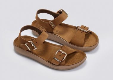 FANTASY SANDALS Δερμάτινα σανδάλια με λουράκι - S909 PANAGIOTA - Ταμπά - FANTASY SANDALS - 