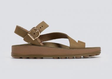 FANTASY SANDALS Δερμάτινα σανδάλια με λουράκι στον αστράγαλο - S339 EMMA - Χακί - FANTASY SANDALS - 