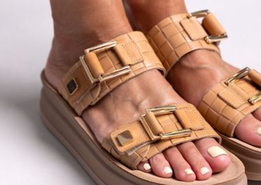FANTASY SANDALS Δερμάτινα σανδάλια με σχέδιο - S1112 (απλό κροκό) - Camel - FANTASY SANDALS - 