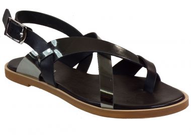 Fardoulis shoes Γυναικεία Παπούτσια Πέδιλα 268 Μαύρο-Ατσαλί Δέρμα - Fardoulis Shoes - 