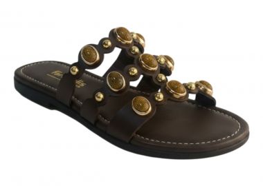 Fardoulis shoes Γυναικείες Παντόφλες 164-22 Καφέ Δέρμα - Fardoulis Shoes - 