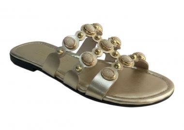 Fardoulis shoes Γυναικείες Παντόφλες 164-22 Πλατίνα Δέρμα - Fardoulis Shoes - 