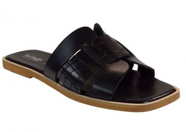 Fardoulis shoes Γυναικείες Παντόφλες 301 Μαύρο Κροκό Δέρμα - Fardoulis Shoes - 