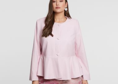 Faux-leather σακάκι με peplum τελείωμα - MAT FASHION - 