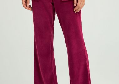 Flare fit παντελόνι φόρμας σε βελουτέ ύφασμα - FUNKY BUDDHA - 