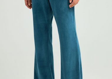 Flare fit παντελόνι φόρμας σε βελουτέ ύφασμα - FUNKY BUDDHA - 