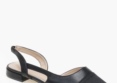 Φλατ εξώφτερνα γοβάκια με διχρωμία - Μαύρο - Issue - 