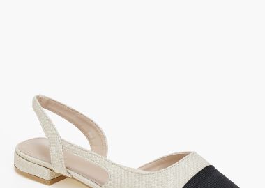 Φλατ εξώφτερνα γοβάκια με διχρωμία - Μπεζ - Issue - 