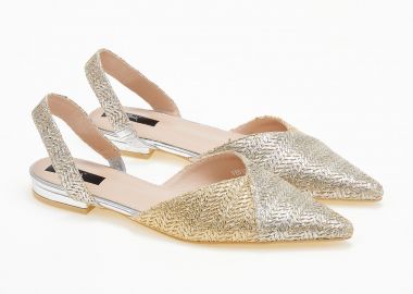 Φλατ εξώφτερνα μυτερά γοβάκια με ψάθα - Ασημί - Issue - 