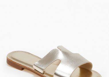 Φλατ εξώφτερνα σανδάλια με φάσα και ανοίγματα - Χρυσό - Issue - 