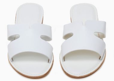 Φλατ εξώφτερνα σανδάλια με φάσα και ανοίγματα - Λευκό - Issue - 