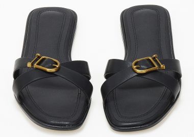 Φλατ γυναικεία σανδάλια με χιαστί σχέδιο - Μαύρο - Issue - 