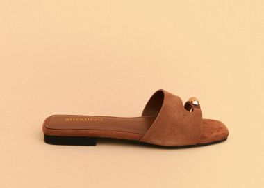Flat σανδάλι σουέτ με toe ring - 5206179111379 -  - 