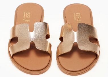 Φλατ σανδάλια ελληνικά με φάσα και ανοίγματα - Χαλκός - Issue - 