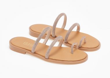 Flat σανδάλια ελληνικής κατασκευής με toe ring - Χαλκός - Issue - 