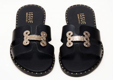Φλατ σανδάλια handmade in Greece - Μαύρο - Issue - 