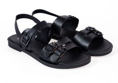 Φλατ σανδάλια με αγκράφες - Μαύρο - Issue - 