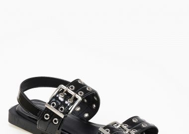 Φλατ σανδάλια με αγκράφες και τρουκς - Μαύρο - Issue - 