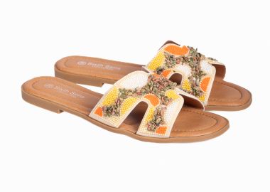 Flat σανδάλια με boho σχέδιο - Κίτρινο - Issue - 