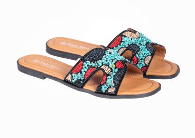 Flat σανδάλια με boho σχέδιο - Μαύρο - Issue - 