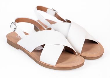 Φλατ σανδάλια με χιαστί φάσες - Λευκό - Issue - 
