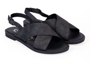 Φλατ σανδάλια με χιαστί φάσες - Μαύρο - Issue - 