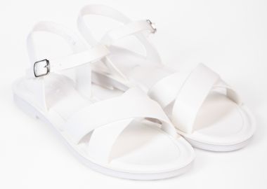 Φλατ σανδάλια με χιαστί λουριά - Λευκό - Issue - 