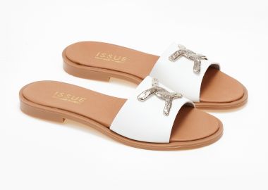 Flat σανδάλια με διακοσμητικο ελληνικής κατασκευής - Λευκό - Issue - 