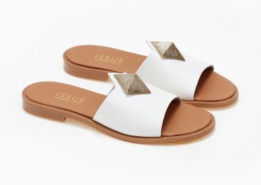 Flat σανδάλια με διακοσμητικο ελληνικής κατασκευής - Λευκό - Issue - 
